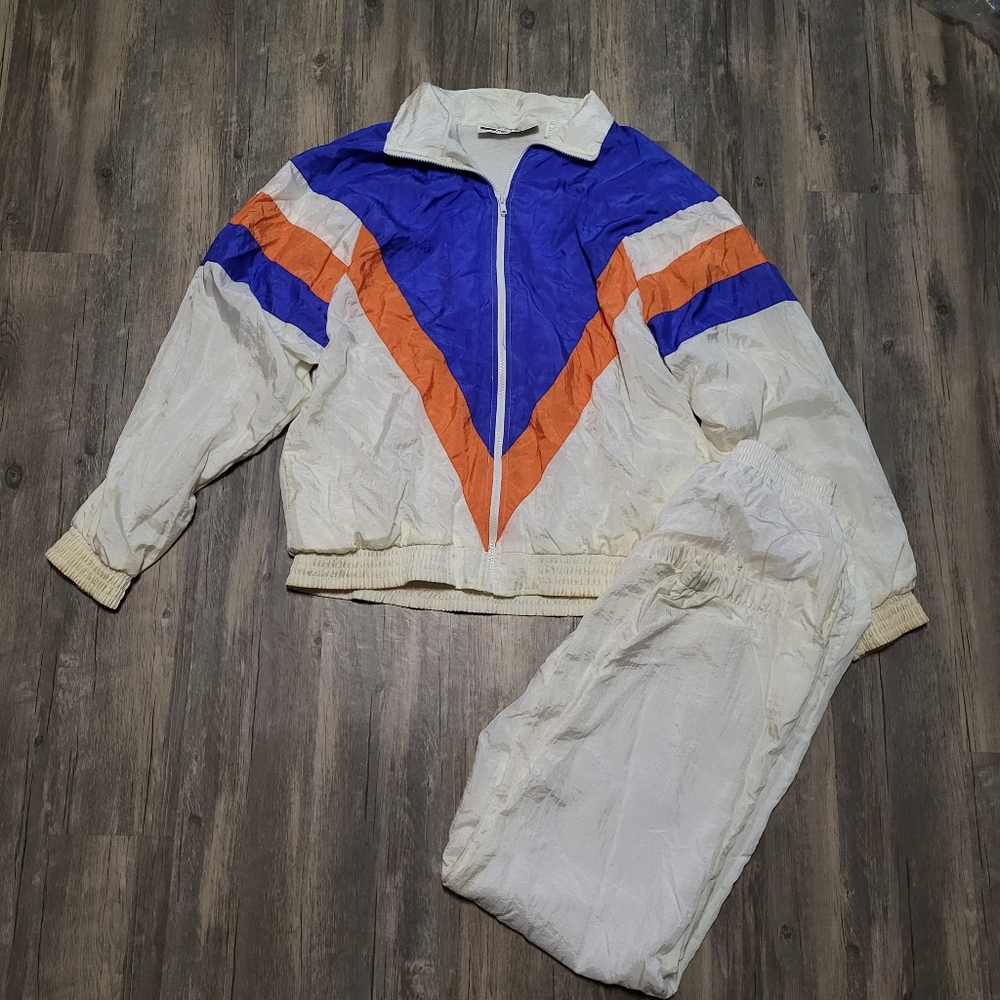 Vintage Longstreet Missy Track Suit 2 Piece Pants Nylon Retro Jacket Size Large